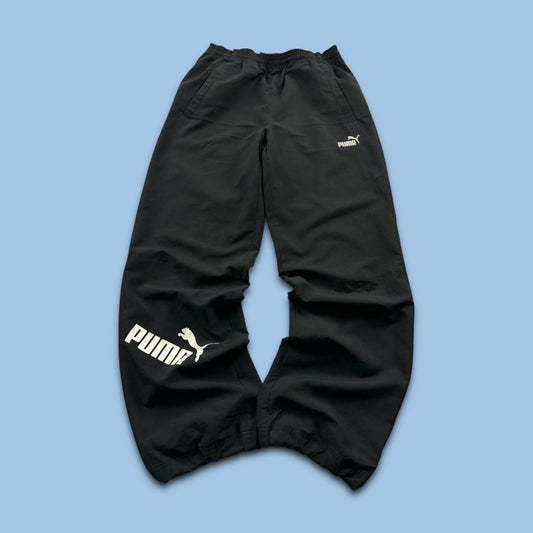 VINTAGE Y2K PUMA BAGGY TECHNICAL TRACKSUIT BOTTOMS BLACK