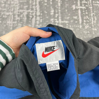 VINTAGE 90s NIKE SPORTY WINDBREAKER TRACKSUIT JACKET BLUE / BLACK