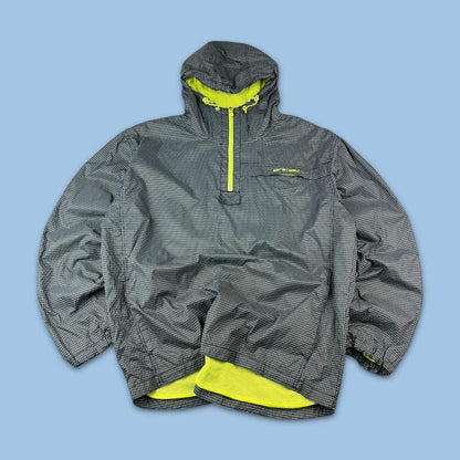 VINTAGE Y2K ANIMAL GINGHAM QUARTER ZIP WINDBREAKER JACKET