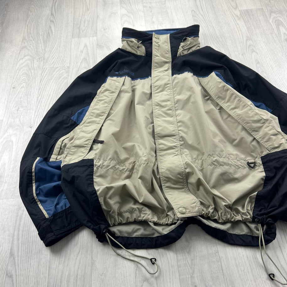 VINTAGE Y2K COLUMBIA TECHNICAL UTILITY JACKET BEIGE / BLACK