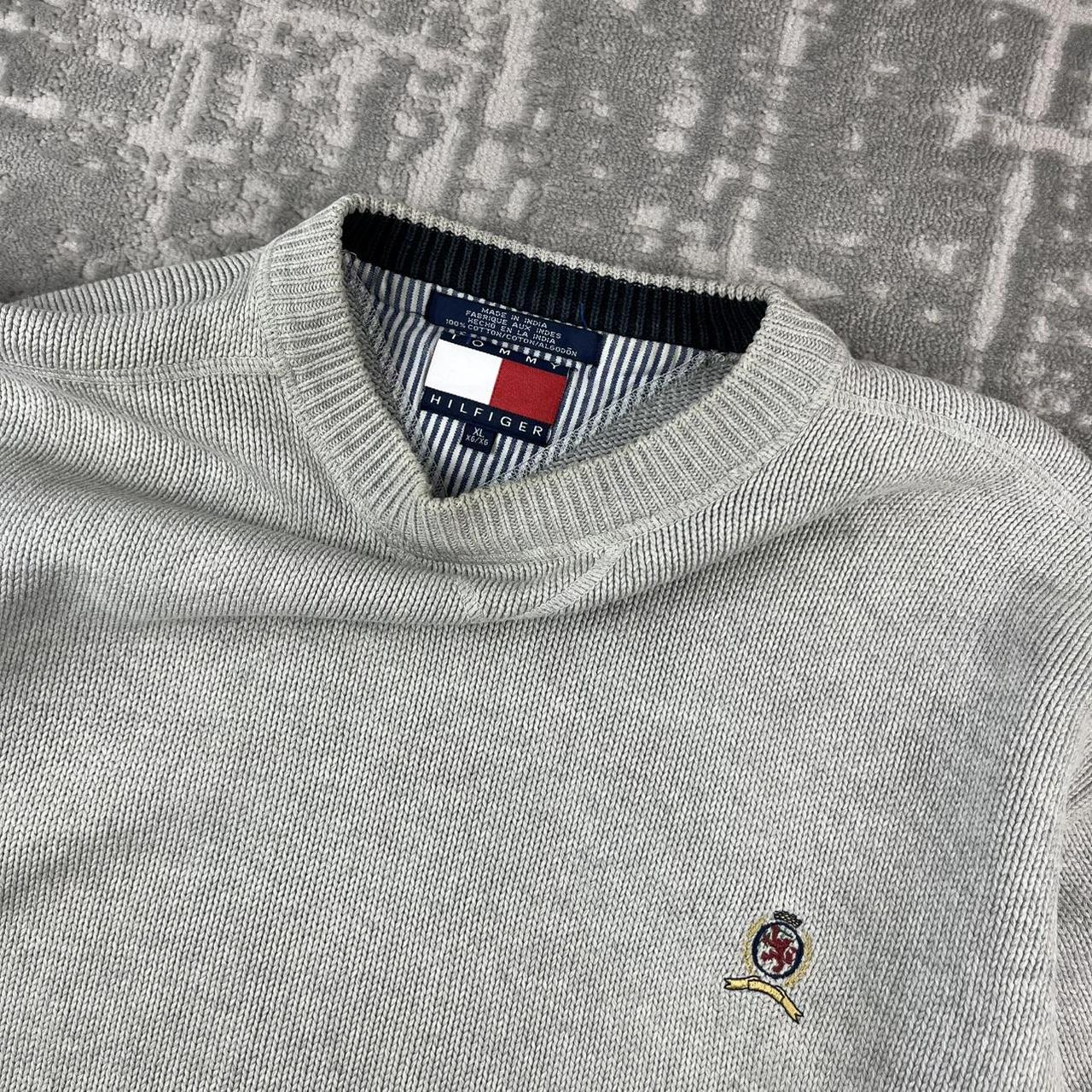 VINTAGE Y2K TOMMY HILFIGER CHUNKY ESSENTIAL KNITTED JUMPER GREY