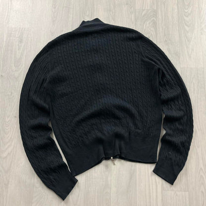 VINTAGE Y2K TOMMY HILFIGER CABLE ZIP KNITTED JUMPER NAVY