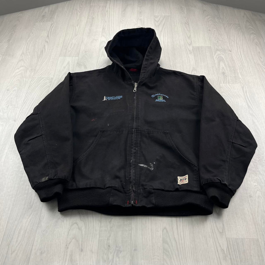 VINTAGE Y2K JEEP WORKWEAR HOODED BOMBER JACKET BLACK