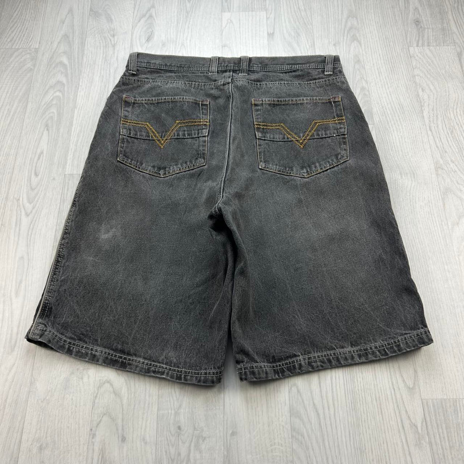 VINTAGE Y2K BLUE RIDGE BAGGY EMBROIDERED JORTS FADED BLACK