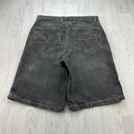 VINTAGE Y2K BLUE RIDGE BAGGY EMBROIDERED JORTS FADED BLACK