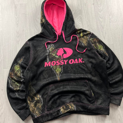 VINTAGE MOSSY OAK REALTREE HOODIE CAMO BLACK PINK