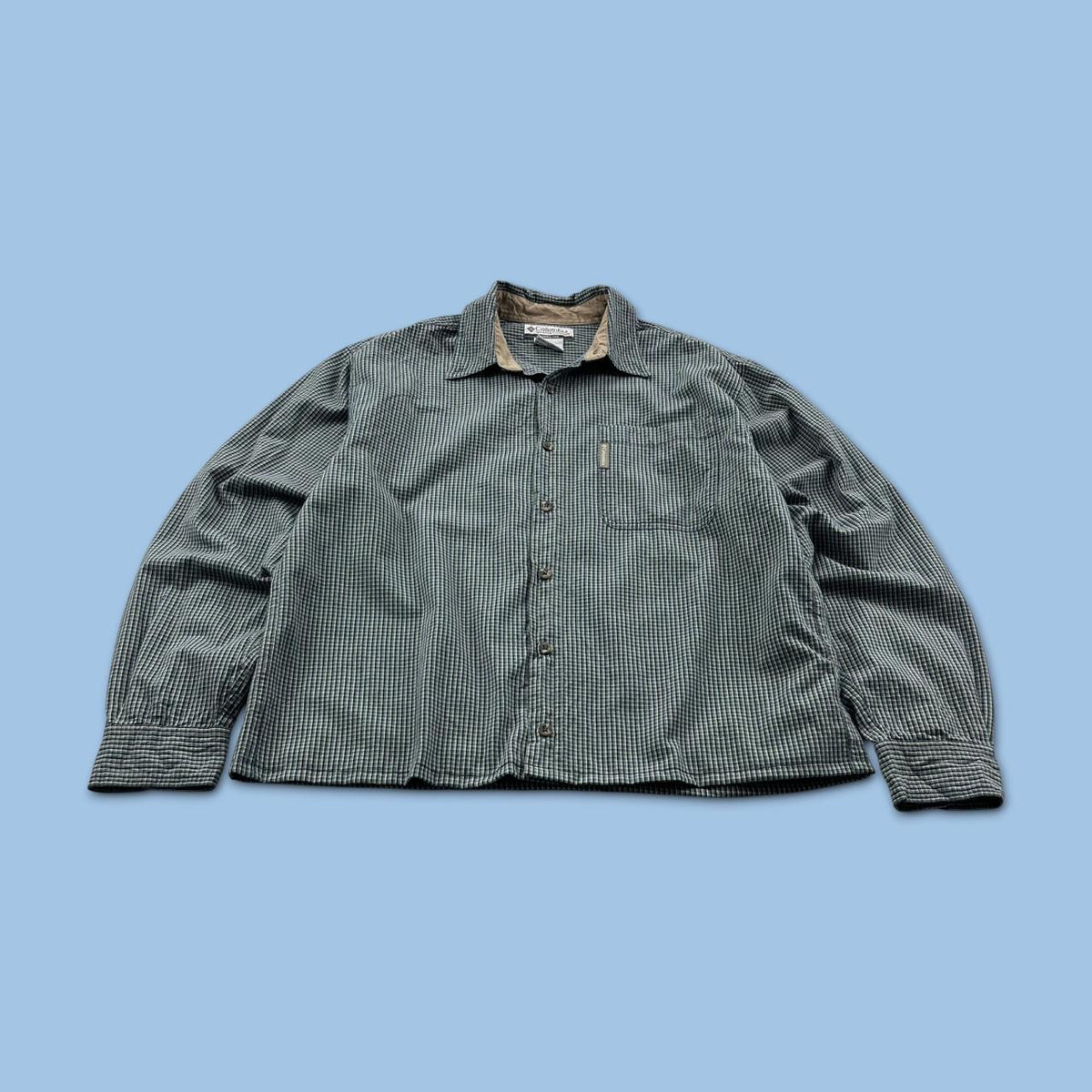 VINTAGE 00s COLUMBIA CHECKERED CROPPED LONG SLEEVE BUTTON UP SHIRT