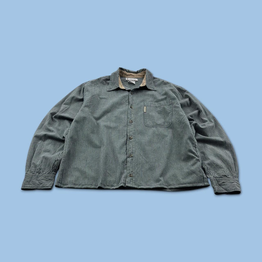 VINTAGE 00s COLUMBIA CHECKERED CROPPED LONG SLEEVE BUTTON UP SHIRT