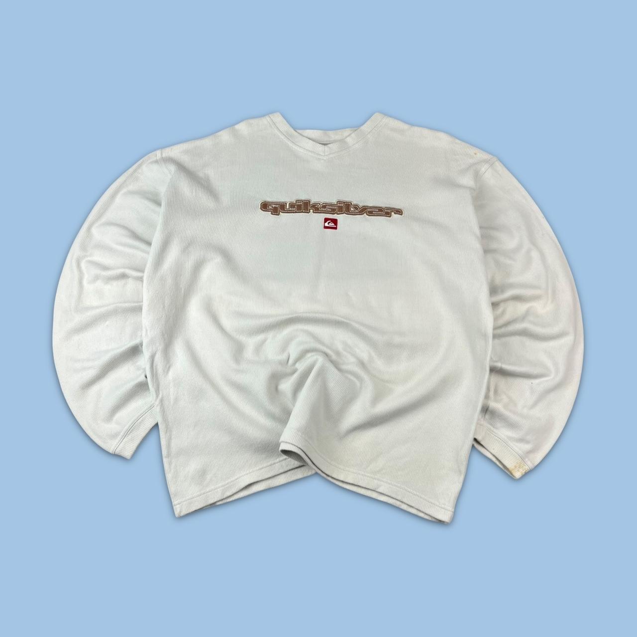 VINTAGE Y2K QUIKSILVER SPELL OUT BOXY SWEATSHIRT CREAM