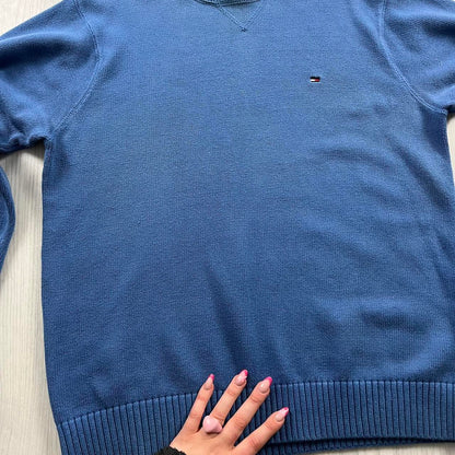 VINTAGE Y2K TOMMY HILFIGER CHUNKY KNITTED JUMPER BLUE
