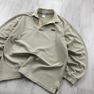 VINTAGE 90s ADIDAS LONG SLEEVE RUGBY POLO SHIRT CREAM