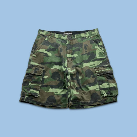 VINTAGE Y2K BAGGY CAMO CARGO SHORTS GREEN