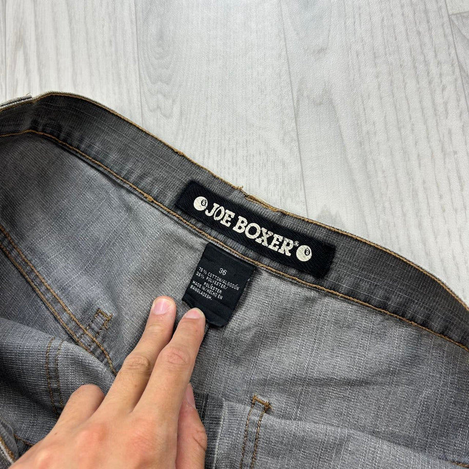 VINTAGE Y2K JOE BOXER BAGGY DENIM JORTS GREY