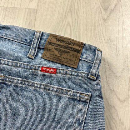 VINTAGE 00s WRANGLER BAGGY LOOSE CARPENTER JORTS BLUE