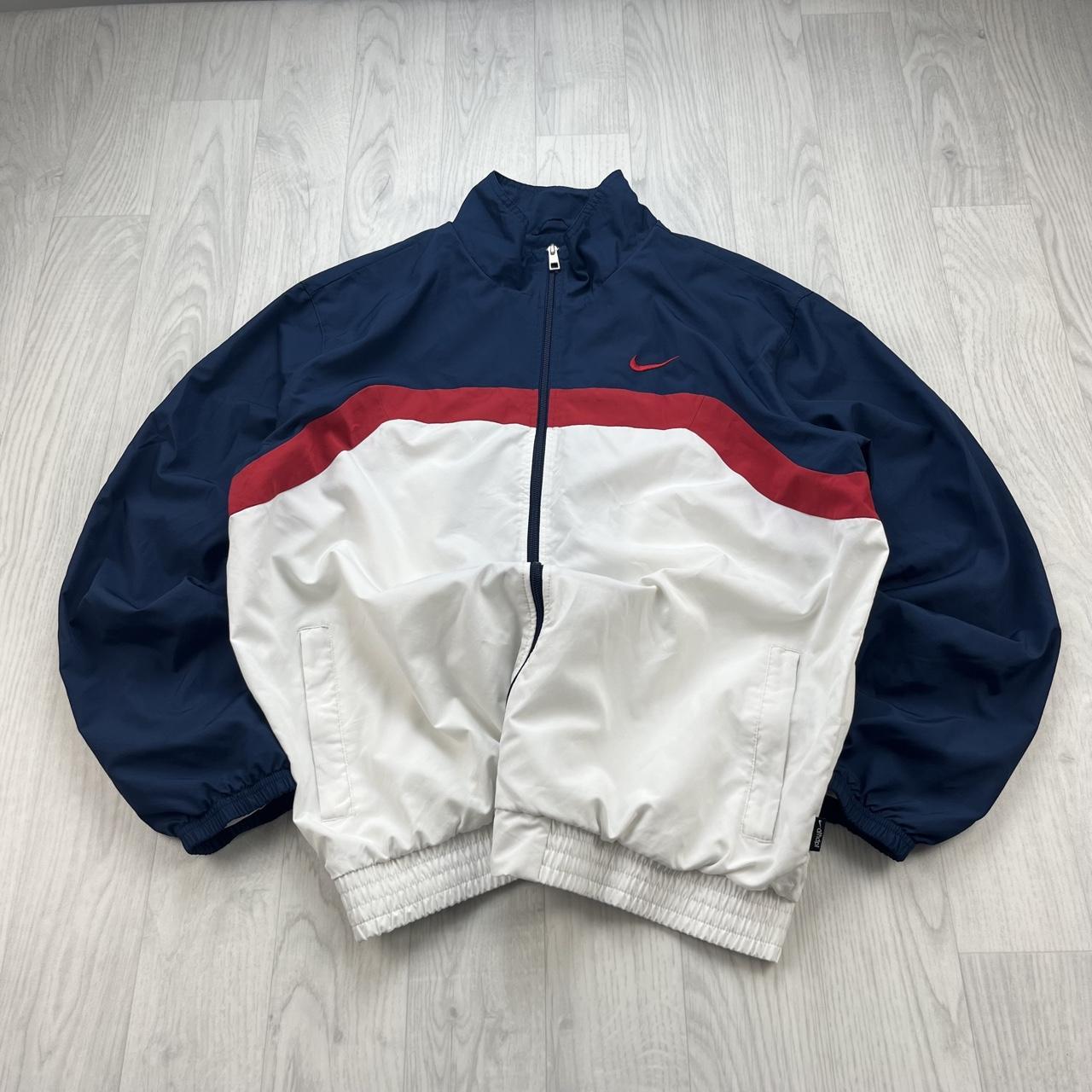 VINTAGE Y2K NIKE WINDBREAKER TRACK JACKET WHITE / NAVY