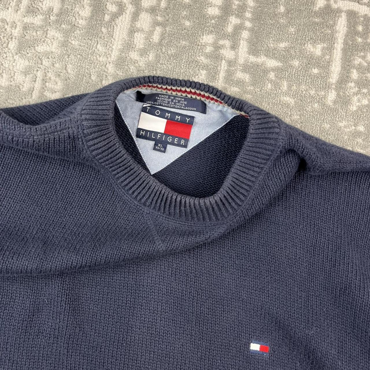 VINTAGE Y2K TOMMY HILFIGER CHUNKY ESSENTIAL KNITTED JUMPER NAVY