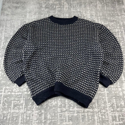 VINTAGE Y2K L L BEAN CHUNKY PATTERN ESSENTIAL KNITTED WOOL JUMPER NAVY