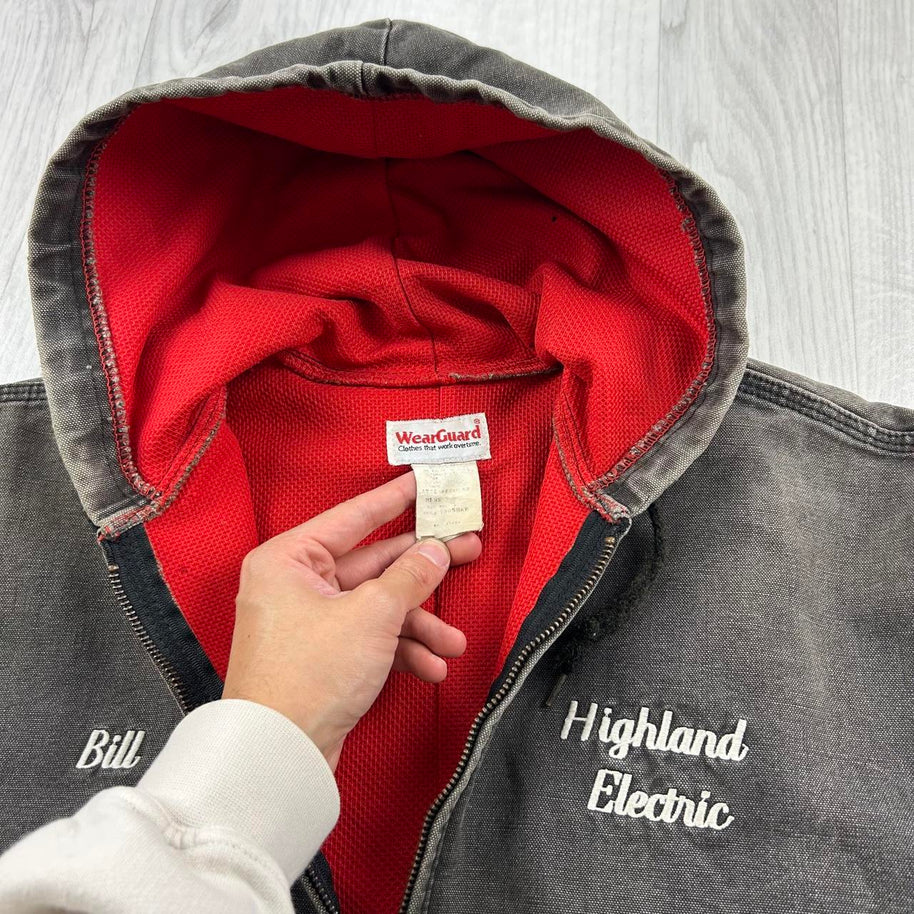 VINTAGE 90s WEAR GUARD WORKWEAR BOMBER JACKET GREY / BROWN