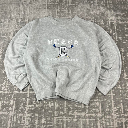 VINTAGE Y2K CHAPS SPELL OUT BOXY SWEATSHIRT GREY