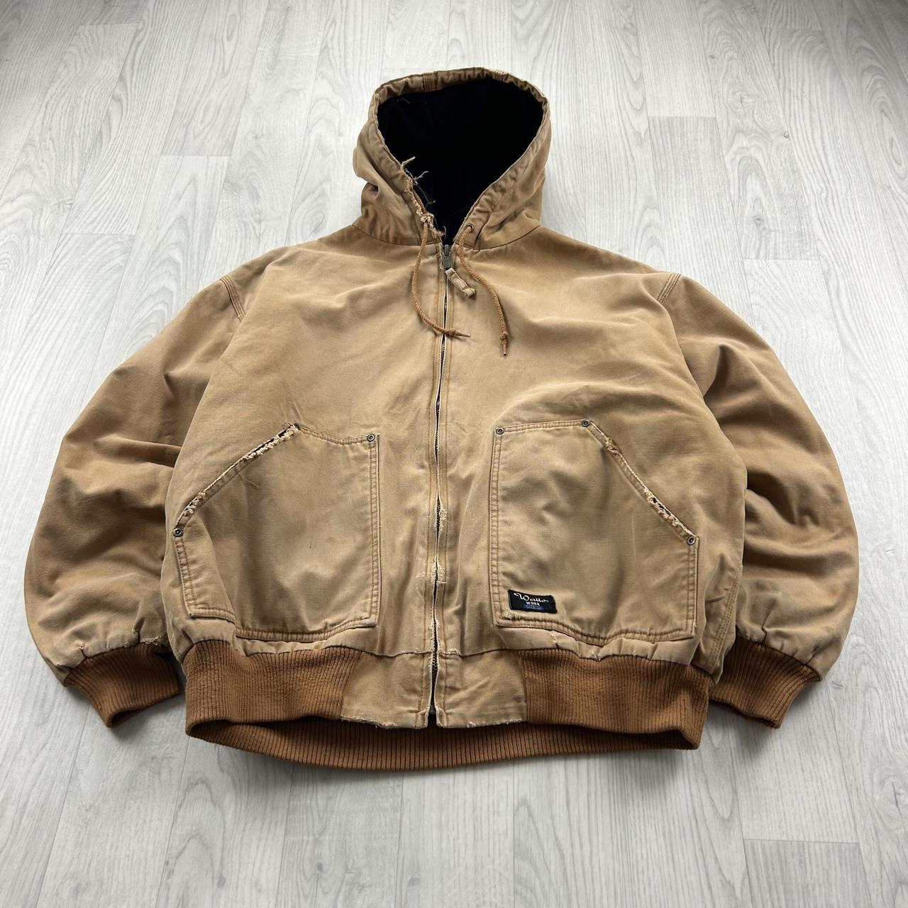 VINTAGE Y2K WALLS HOODED ACTIVE WORKWEAR BOMBER JACKET TAN