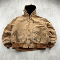 VINTAGE Y2K WALLS HOODED ACTIVE WORKWEAR BOMBER JACKET TAN