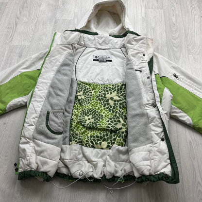 VINTAGE 00s COLUMBIA PANELLED TECHNICAL HOODED JACKET WHITE GREEN