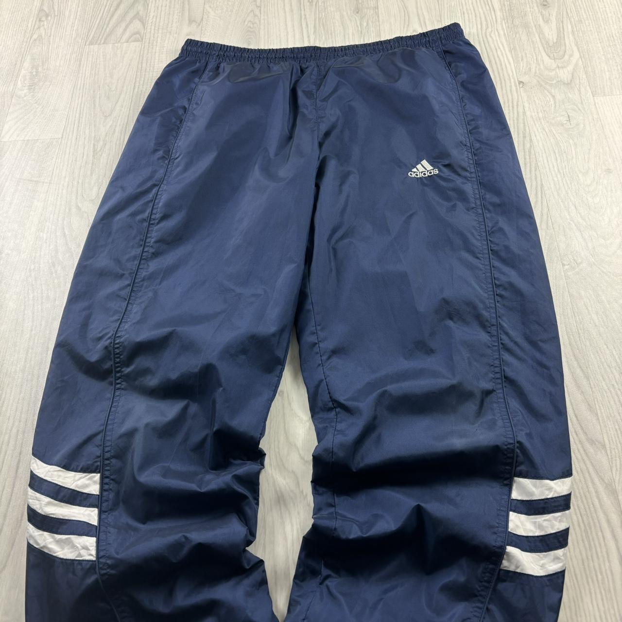 VINTAGE Y2K ADIDAS BAGGY TRACKSUIT BOTTOMS NAVY BLUE