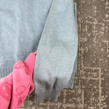 VINTAGE Y2K TOMMY HILFIGER ZIP UP KNITTED JUMPER LIGHT BLUE