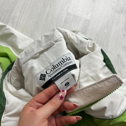 VINTAGE 00s COLUMBIA PANELLED TECHNICAL HOODED JACKET WHITE GREEN
