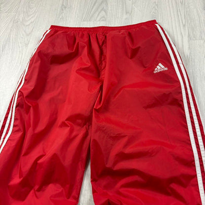 VINTAGE 90s ADIDAS TEAM BAGGY TRACKSUIT BOTTOMS RED