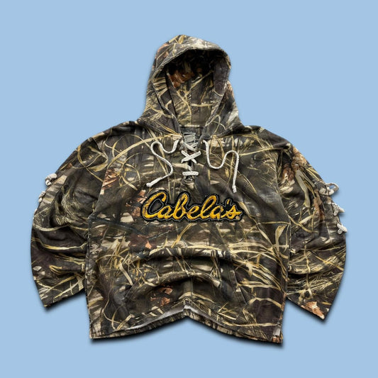 VINTAGE CABELAS REALTREE SPELL OUT HOODIE CAMO