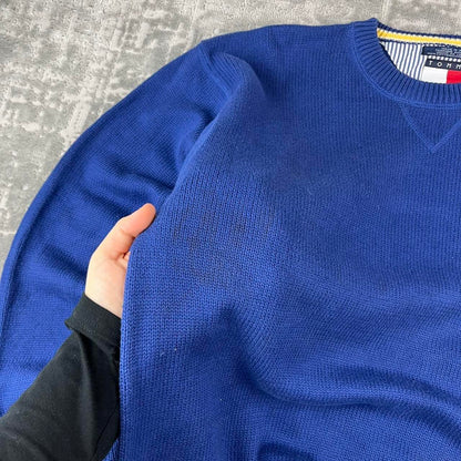 VINTAGE Y2K TOMMY HILFIGER CHUNKY ESSENTIAL KNITTED JUMPER BLUE