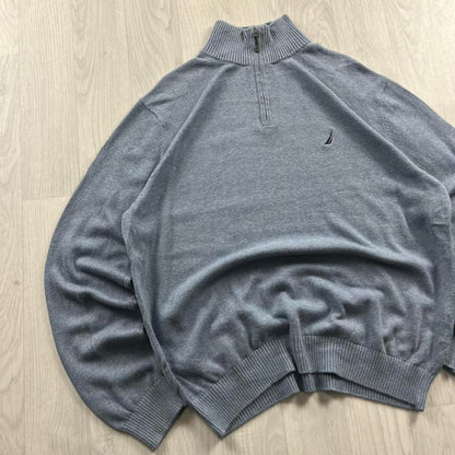 VINTAGE Y2K NAUTICA QUARTER ZIP KNITTED JUMPER BLUE