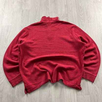 VINTAGE Y2K POLO RALPH LAUREN QUARTER ZIP KNITTED JUMPER RED