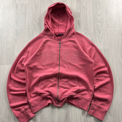 VINTAGE Y2K FCUK SPELL OUT ZIP UP HOODIE PINK