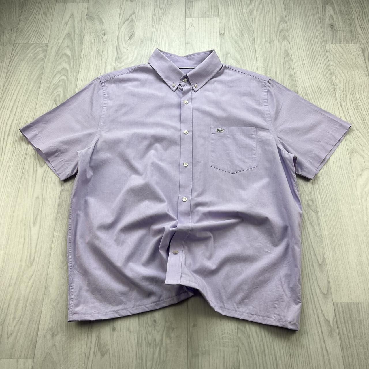 VINTAGE 00s LACOSTE PLAIN CROPPED SHORT SLEEVE BUTTON UP SHIRT LILAC