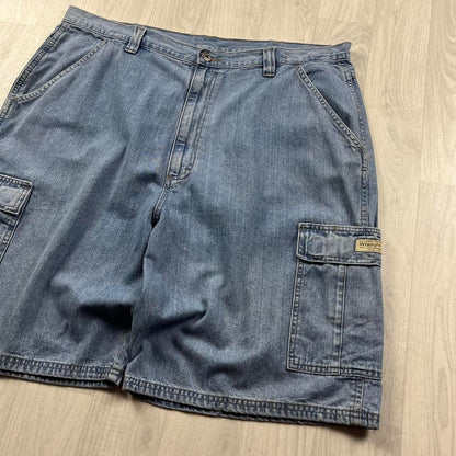 VINTAGE 00s WRANGLER BAGGY LOOSE CARGO JORTS BLUE