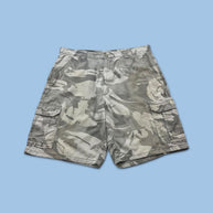 VINTAGE Y2K WRANGLER BAGGY CAMO CARGO SHORTS CREAM / KHAKI