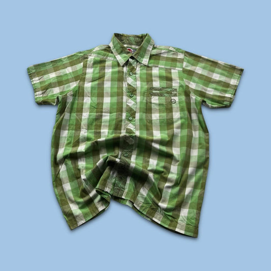 VINTAGE Y2K ANIMAL CHECKERED SHORT SLEEVE SHIRT GREEN