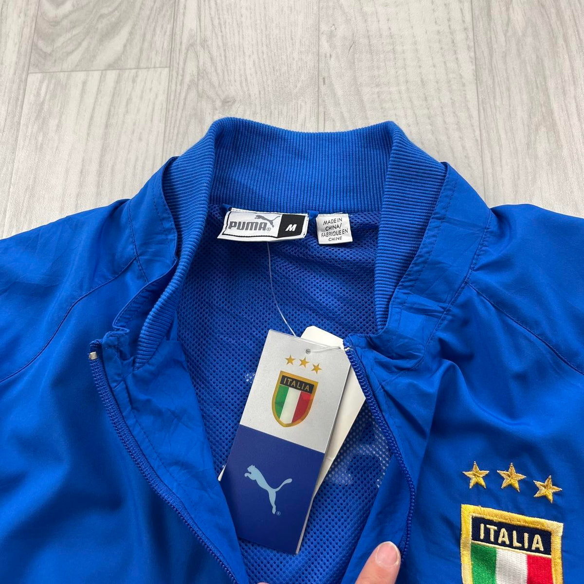 VINTAGE Y2K PUMA ITALY FOOTBALL TRACK JACKET BLUE