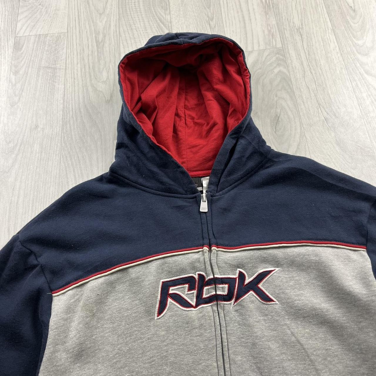 VINTAGE Y2K REEBOK ZIP HOODIE GREY NAVY