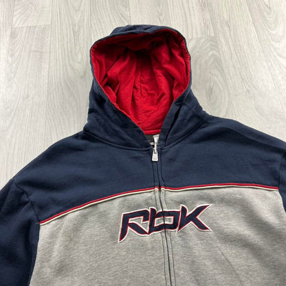 VINTAGE Y2K REEBOK ZIP HOODIE GREY NAVY