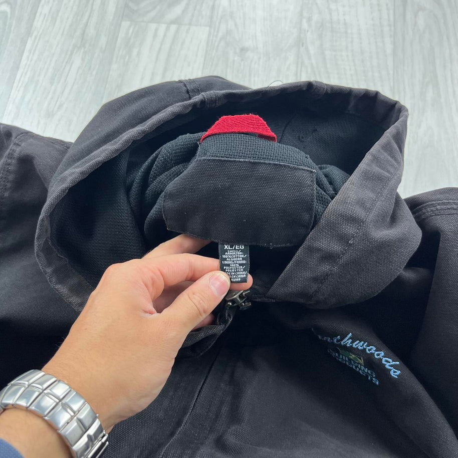VINTAGE Y2K JEEP WORKWEAR HOODED BOMBER JACKET BLACK