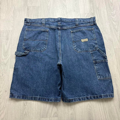 VINTAGE 00s WRANGLER BAGGY LOOSE CARPENTER JORTS BLUE