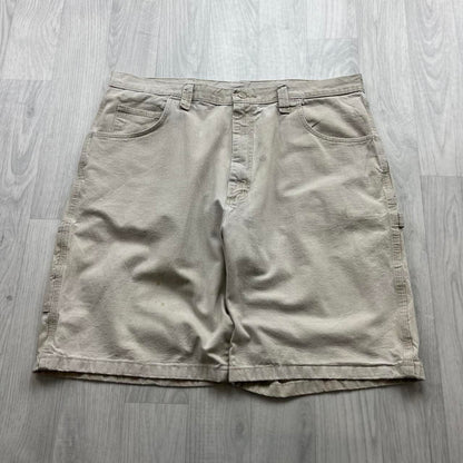 VINTAGE 00s WRANGLER BAGGY LOOSE CARPENTER JORTS CREAM