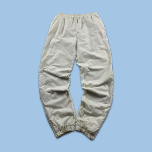 VINTAGE 90s ADIDAS BAGGY TRACKSUIT BOTTOMS WHITE (S)