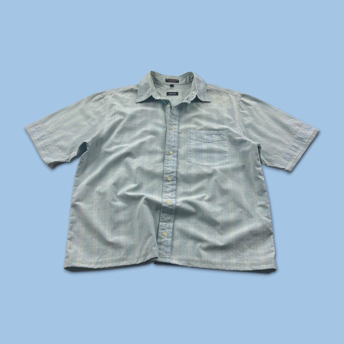 VINTAGE 00s IZOD CHECKERED CROPPED SHORT SLEEVE BUTTON UP SHIRT BLUE