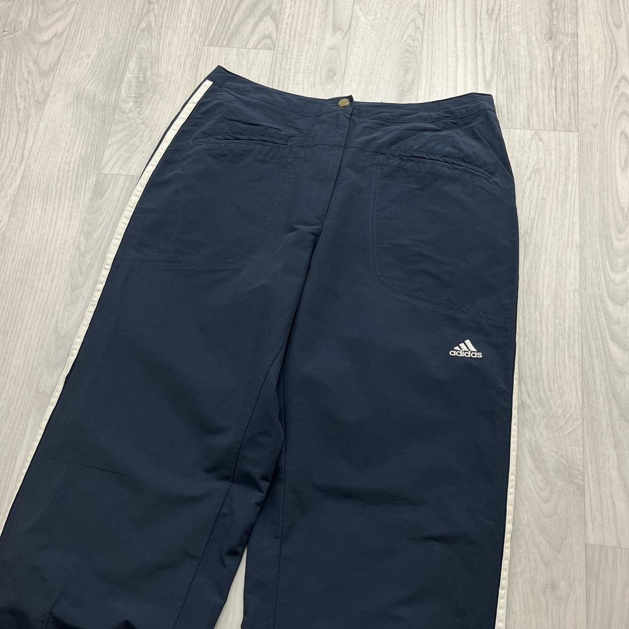 VINTAGE Y2K ADIDAS LOW RISE BAGGY TRACKSUIT BOTTOMS NAVY