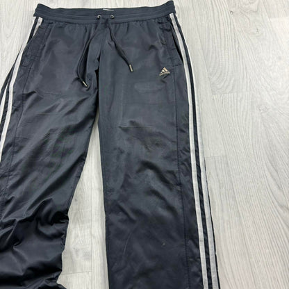 VINTAGE Y2K ADIDAS LOW RISE BAGGY TRACKSUIT BOTTOMS BLACK / GREY