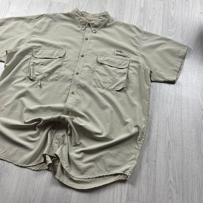 VINTAGE Y2K REDINGTON SHORT SLEEVE UTILITY SHIRT BEIGE
